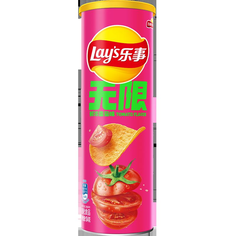 京东直供 乐事（Lay's）无限薯片 鲜浓番茄味104g 罐装 膨化食品 零食 休闲食品