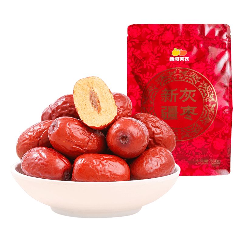 京东直供 西域美农一级新疆灰枣500g 免洗自然吊干新疆小红枣 量贩装煮粥煲汤蜜饯