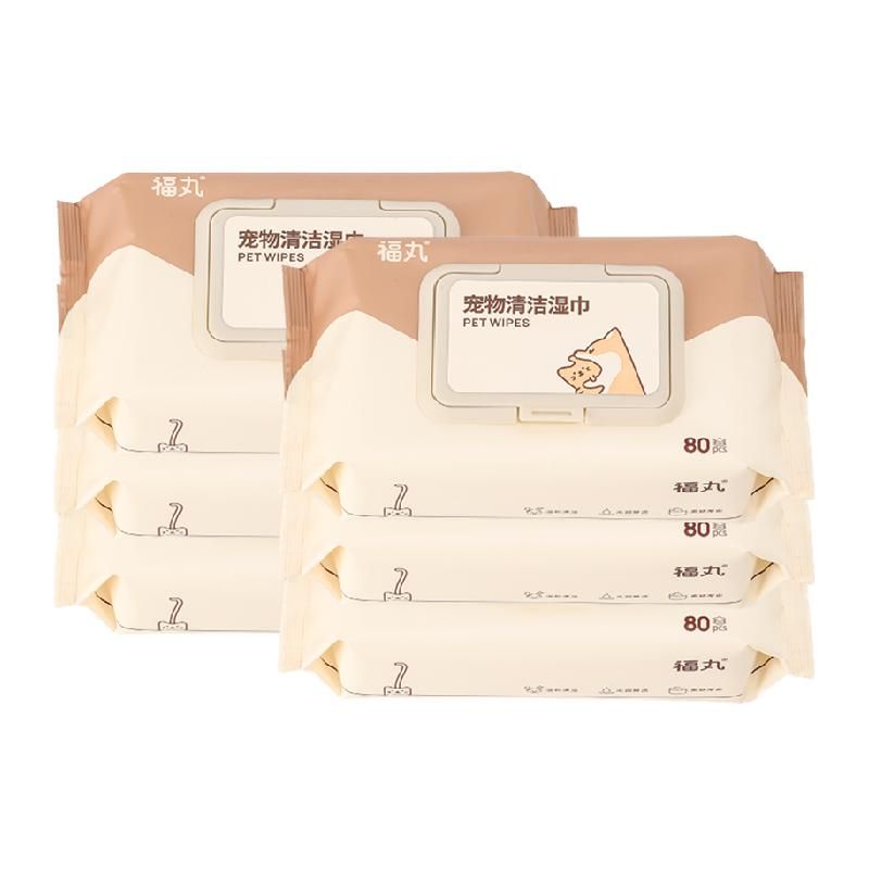 天猫 福丸宠物湿巾80抽*6猫咪狗狗专用清洁抑菌湿纸巾不含酒精低敏 无规格 .