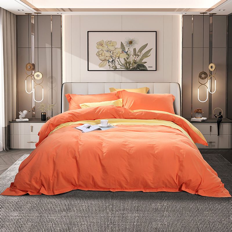 富安娜  水洗棉四件套纯棉 100%全棉床品套件 纯色简约双人加大被套床单 暖茶 1米5（203*229cm)  支持全积分支付