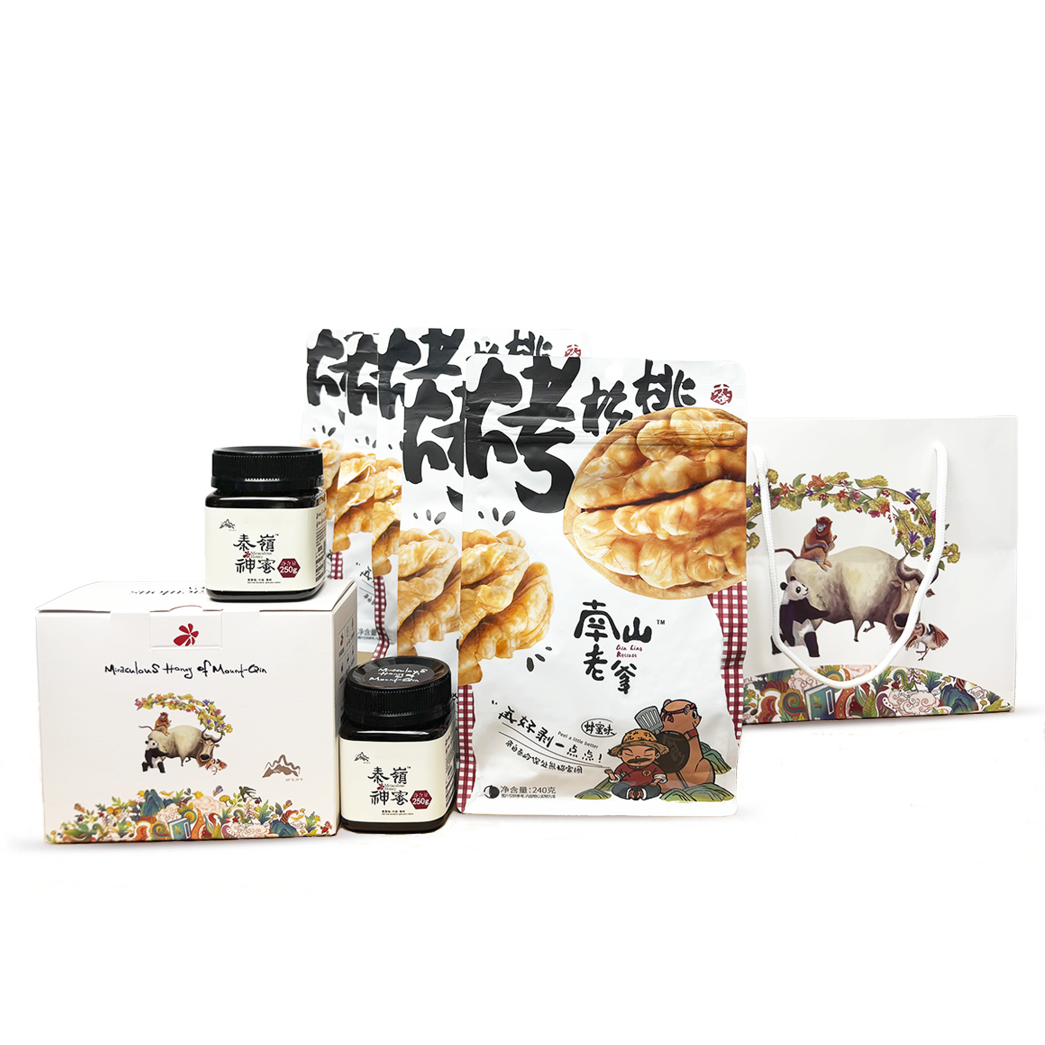 南山老爹 新春组合产品礼包/零食坚果蜜烤核桃、秦岭神蜜组合礼包/过节送礼/客服：19992627769