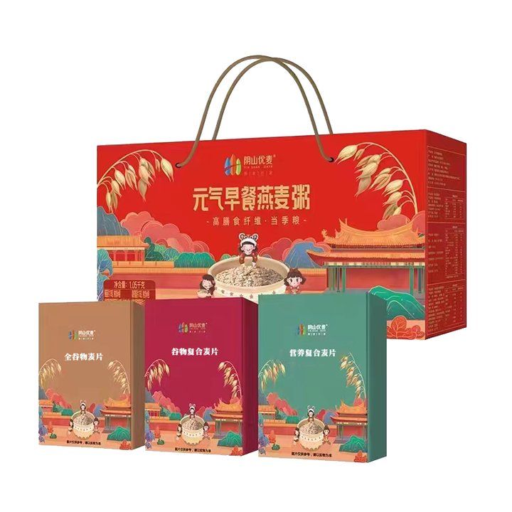 阴山优麦 元气早餐燕麦粥礼盒350g*3盒（客服联系：15848927056）