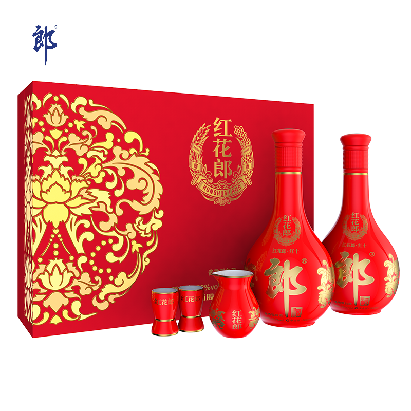 郎 红花郎（10）礼盒 酱香型白酒53度 500ml*2瓶 礼盒装