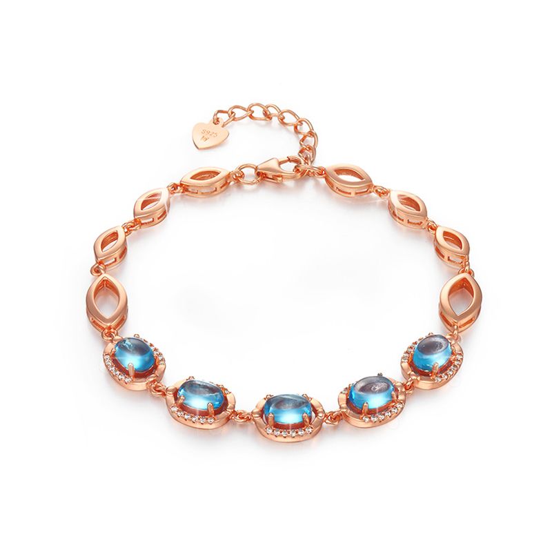 古钻 GZUAN珠宝 牵绊 4.9克拉托帕石女士银手链 C0066