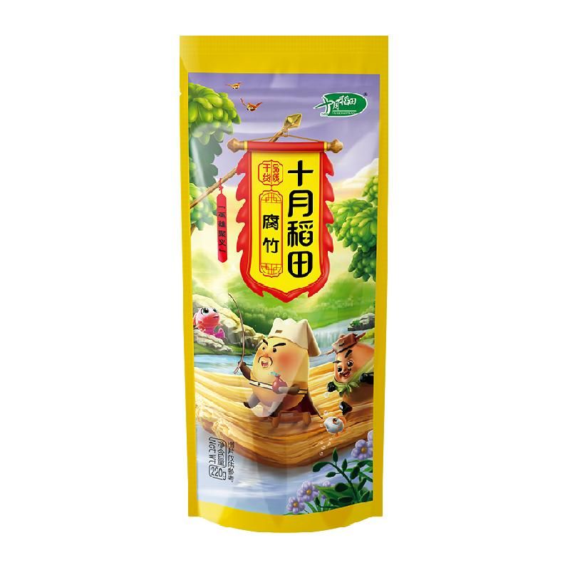 天猫 十月稻田腐竹220g豆皮豆腐皮干货手工豆制品黄豆腐竹火锅凉拌食材 1件 .