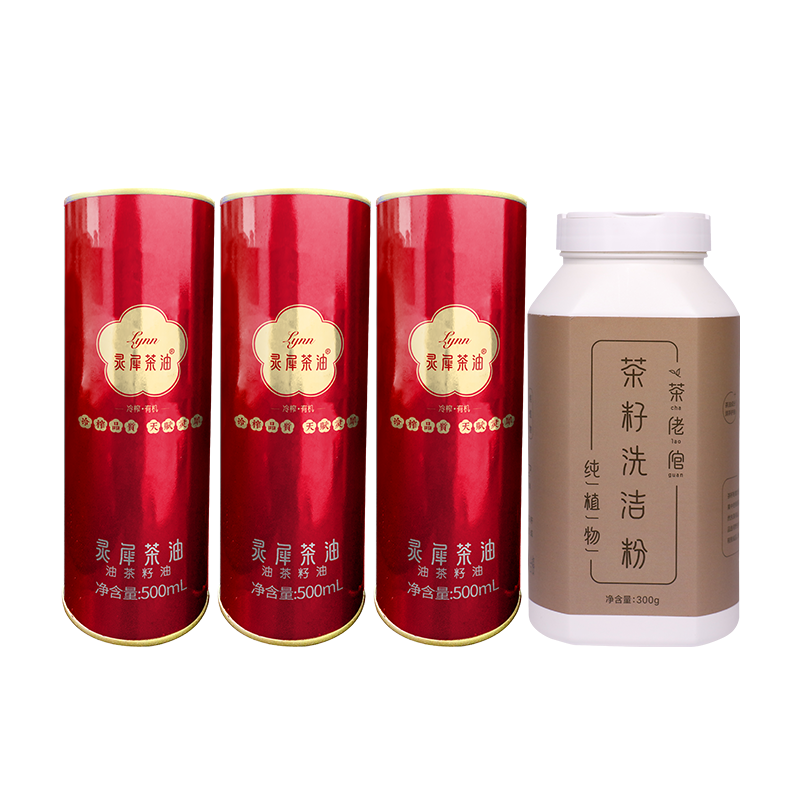 灵犀 十八洞村茶油500ml*3+茶籽粉300g（客服联系：18098973507微信同号）