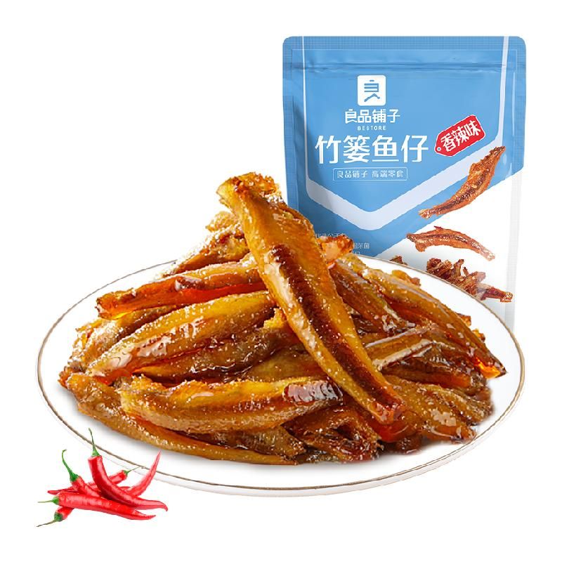 天猫 良品铺子竹篓鱼仔香辣味105g*1袋小鱼仔鱼干即食鱼零食解馋小吃 无规格 .