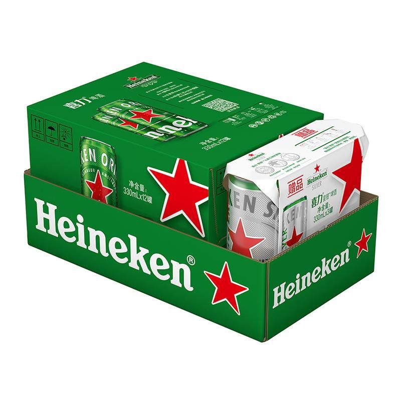 天猫 加量不加价喜力经典拉罐全麦啤酒330ml*15听纤体听整箱装官方正品 无规格 .