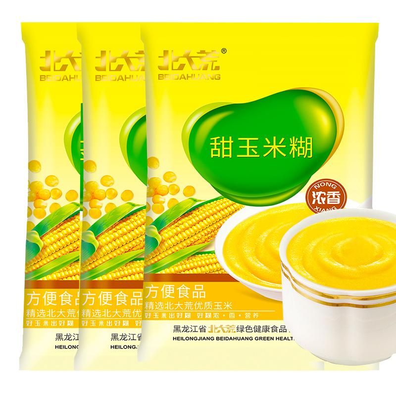 天猫 北大荒甜玉米糊即食早餐 375g*3包 .