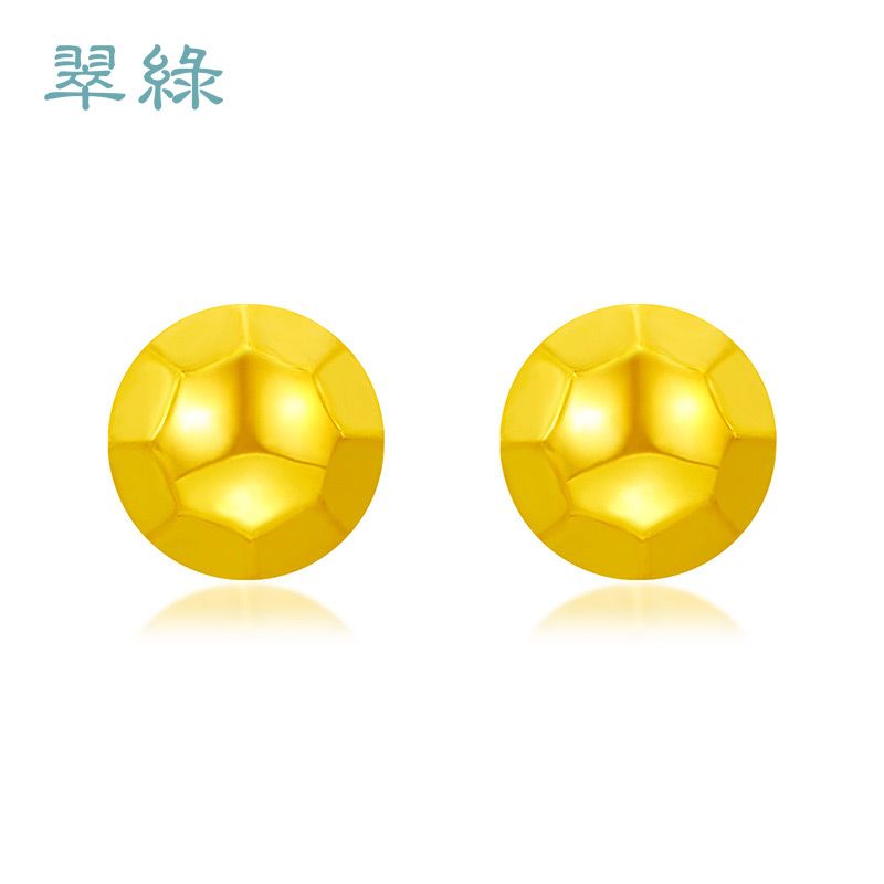 翠绿首饰 足金999 5G圆形耳钉 约1-1.2克